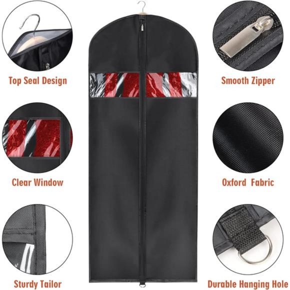 Garment Bag 60inch Lightweight SuitBags for Closet Storage,Hanging Clothes Cover - Picture 3 of 7